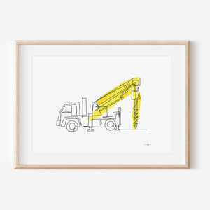 Earth Drill Truck - Line Art