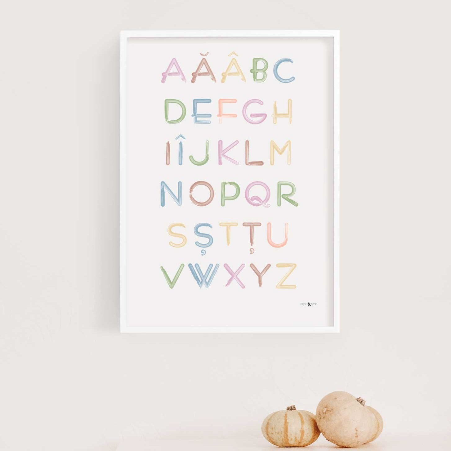 Romanian Alphabet - Muted Rainbow