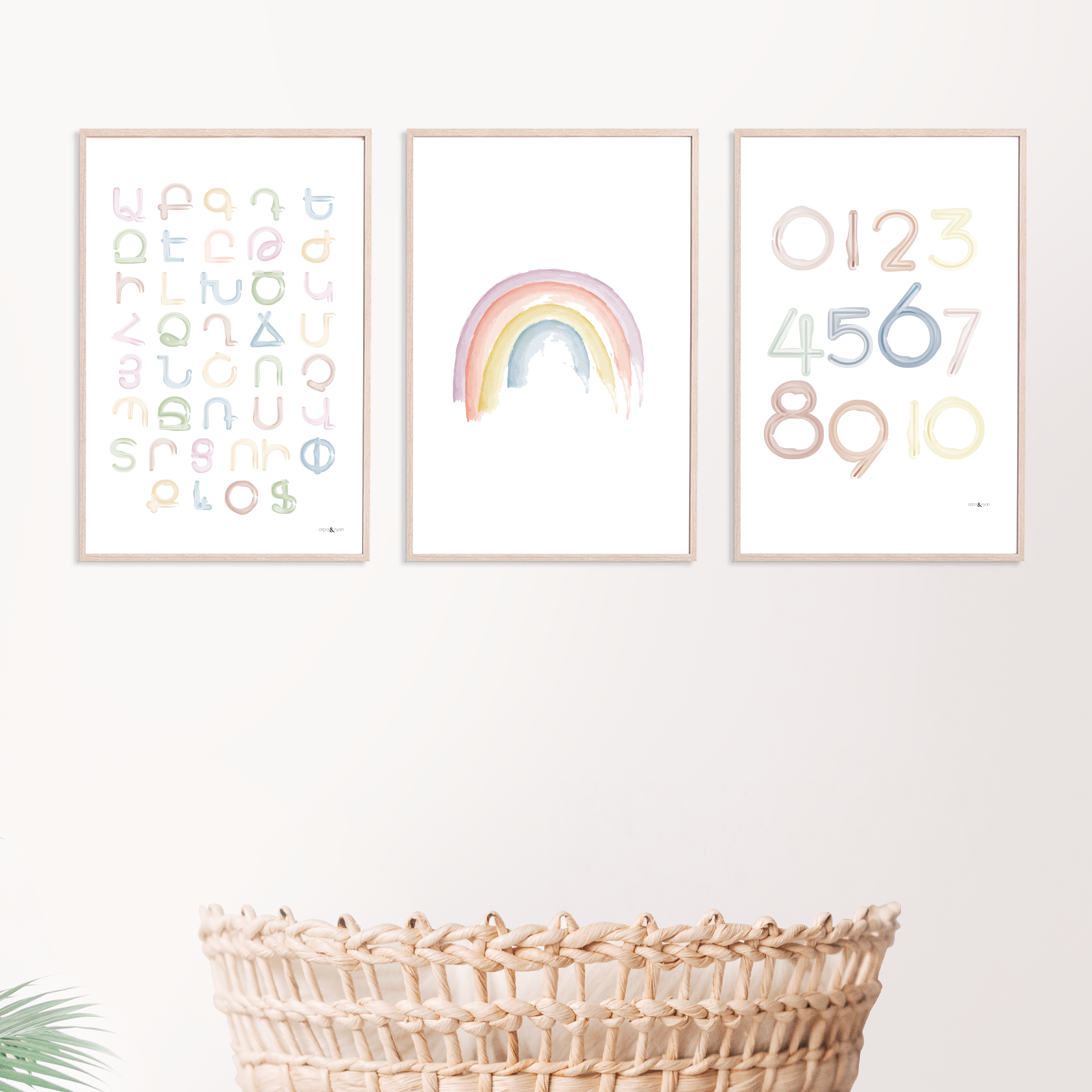 Alphabet, Rainbow & Numbers - Armenian (Set of 3 prints)