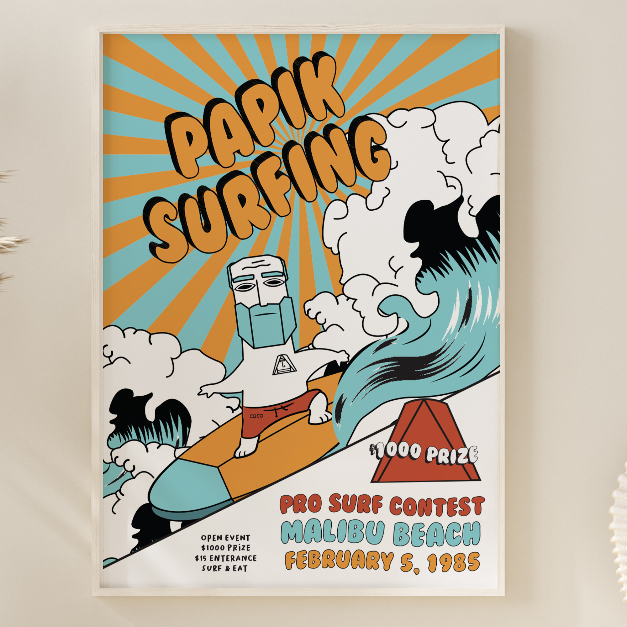 Papik Surfing - Malibu 1985 Vintage Competition Poster